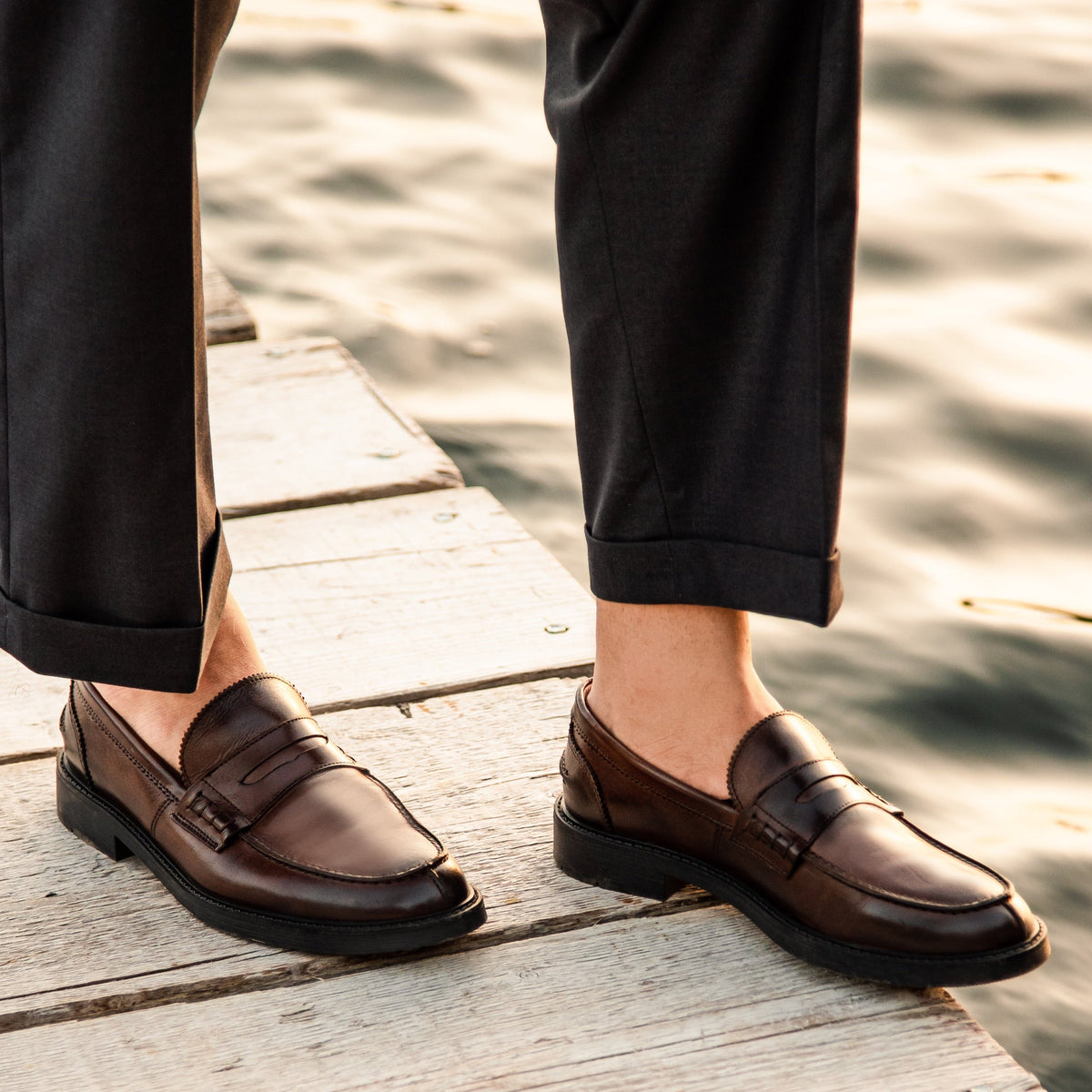 Mocassins en cuir - Marron foncé