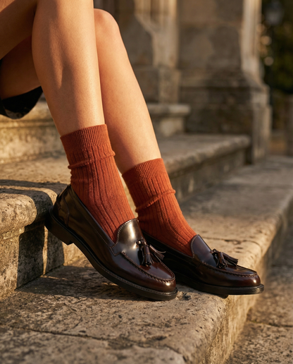 Mocassins A104PN femme à pampilles en cuir - Bordeaux