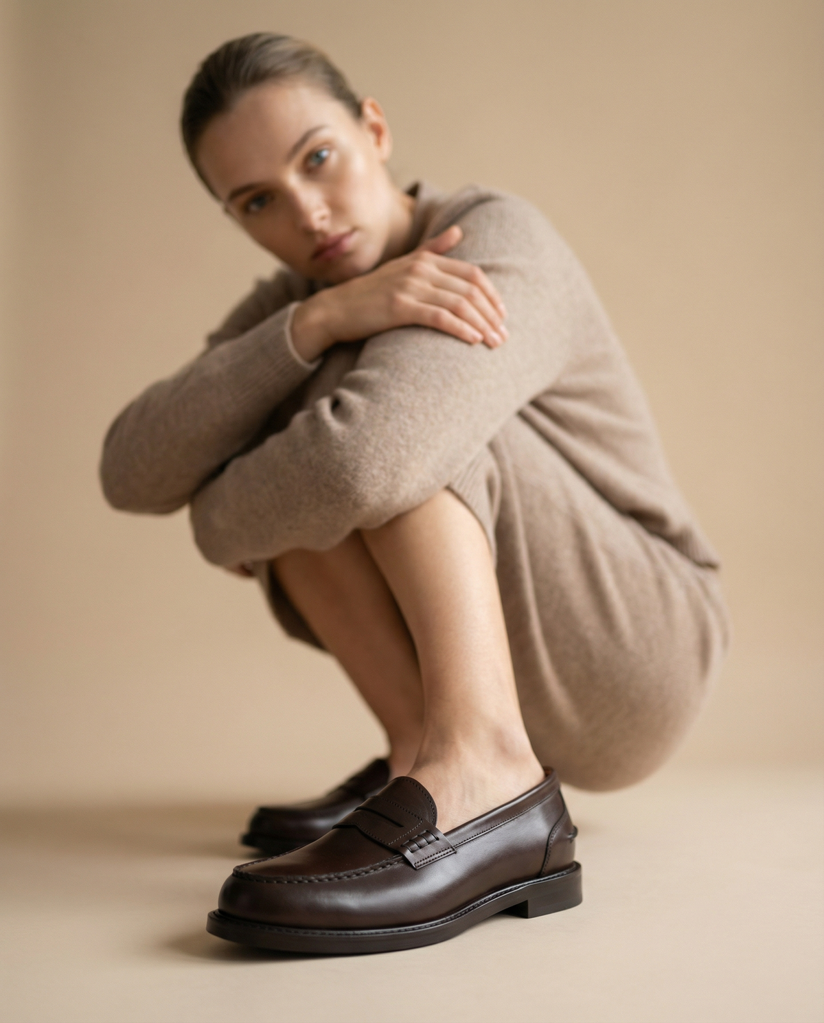Mocassins femme en cuir - Marron foncé