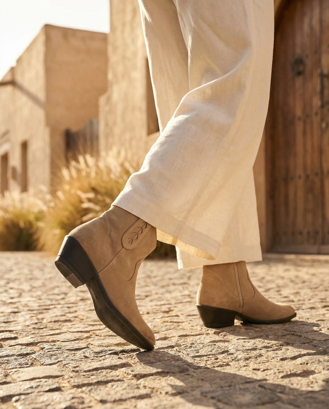 Bottines santiags femme - Taupe