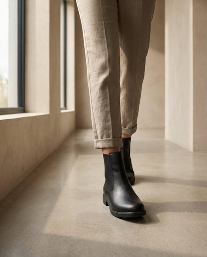 Chelsea boots femme en cuir - Noir