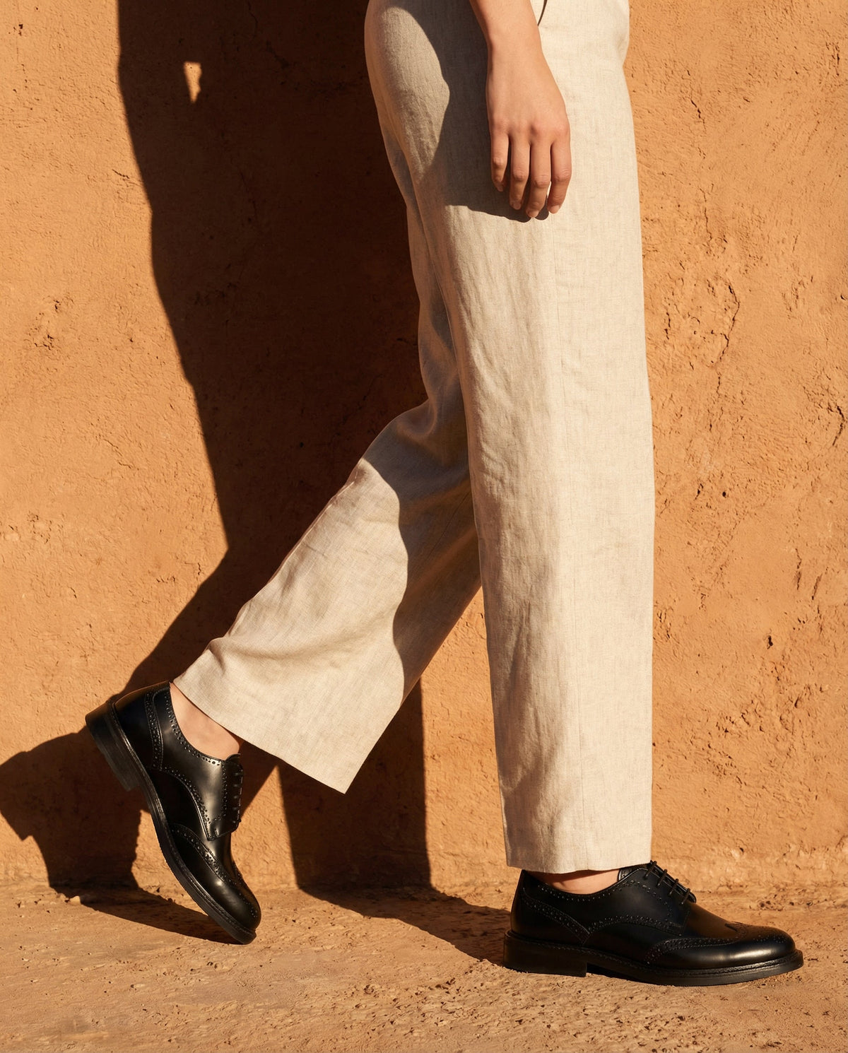 Richelieu femme en cuir brossé - Noir