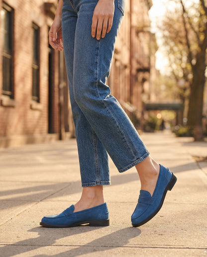 Mocassins femme en daim - Cobalt