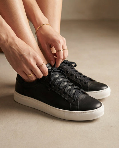 Sneakers femme en cuir - Noir