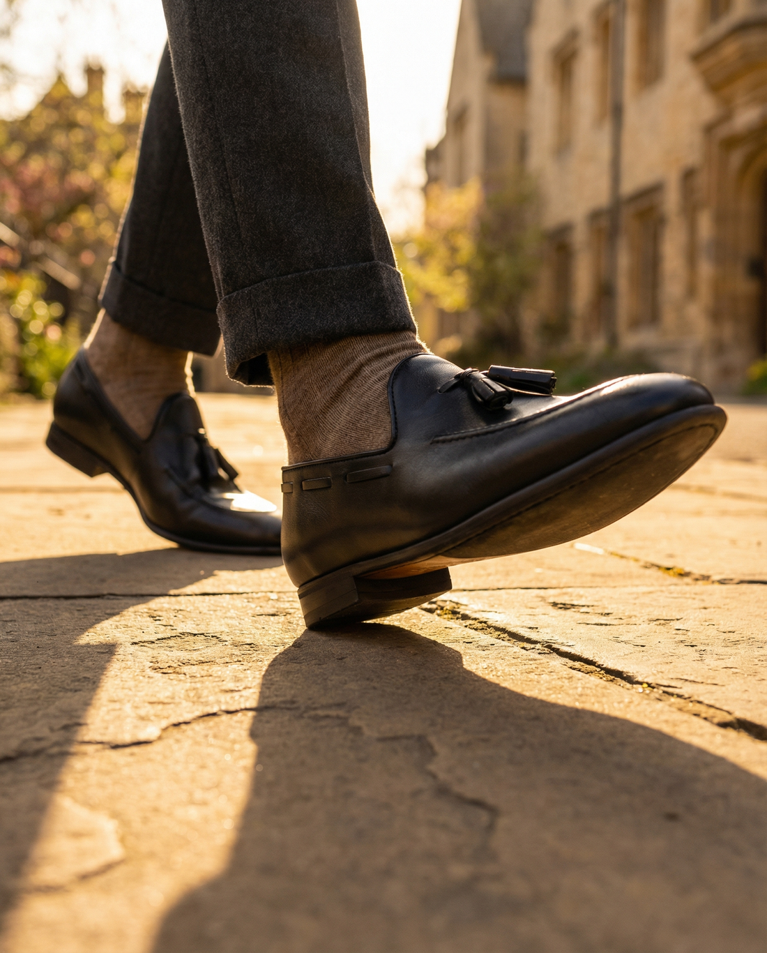 Mocassins à pampilles en cuir - Noir