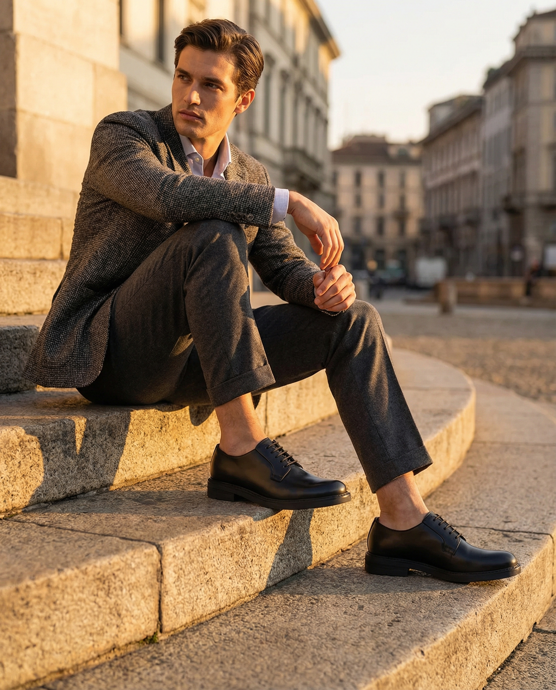 Derbies en cuir - Bleu