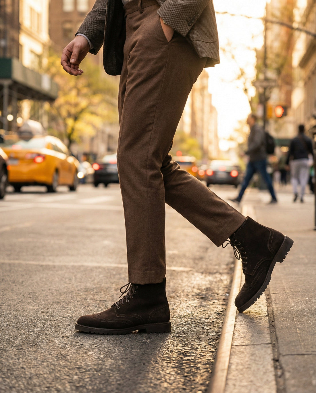Bottines brogues en daim - Marron foncé