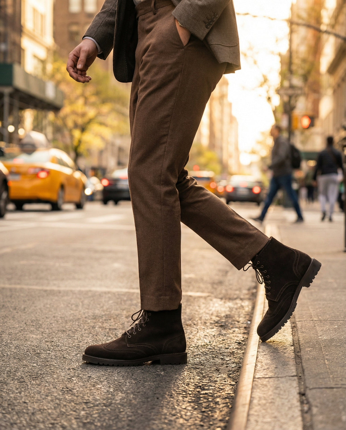 Bottines brogues en daim - Marron foncé
