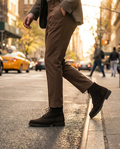 Bottines brogues en daim - Marron foncé