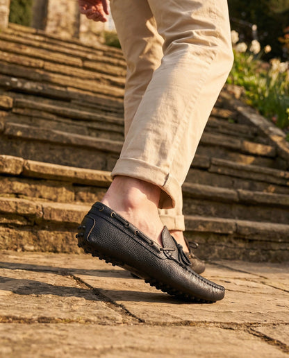 Mocassins de conduite à lacets en cuir - Bleu