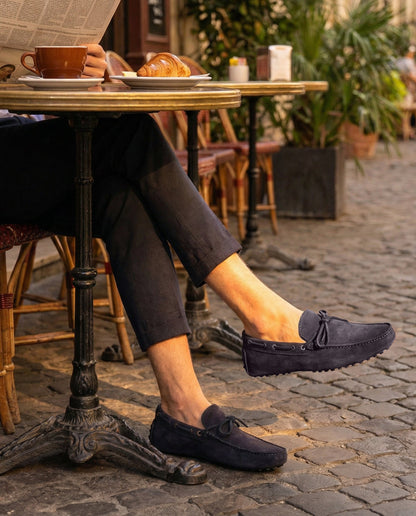 Mocassins de conduite à lacets en daim - Bleu