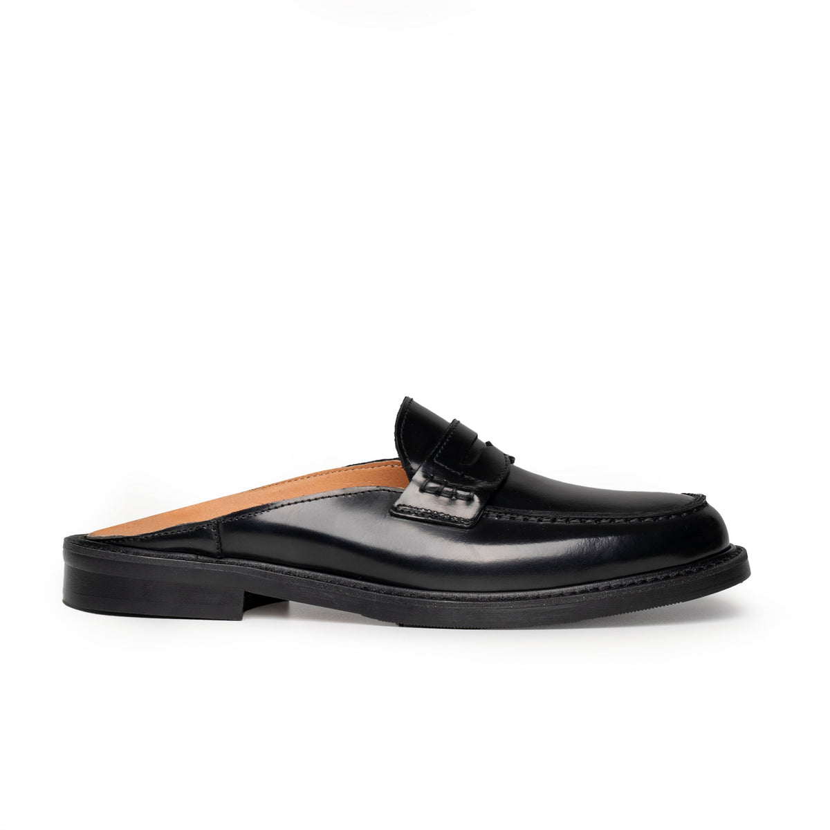 Mules mocassins à bride en cuir noir - Femme