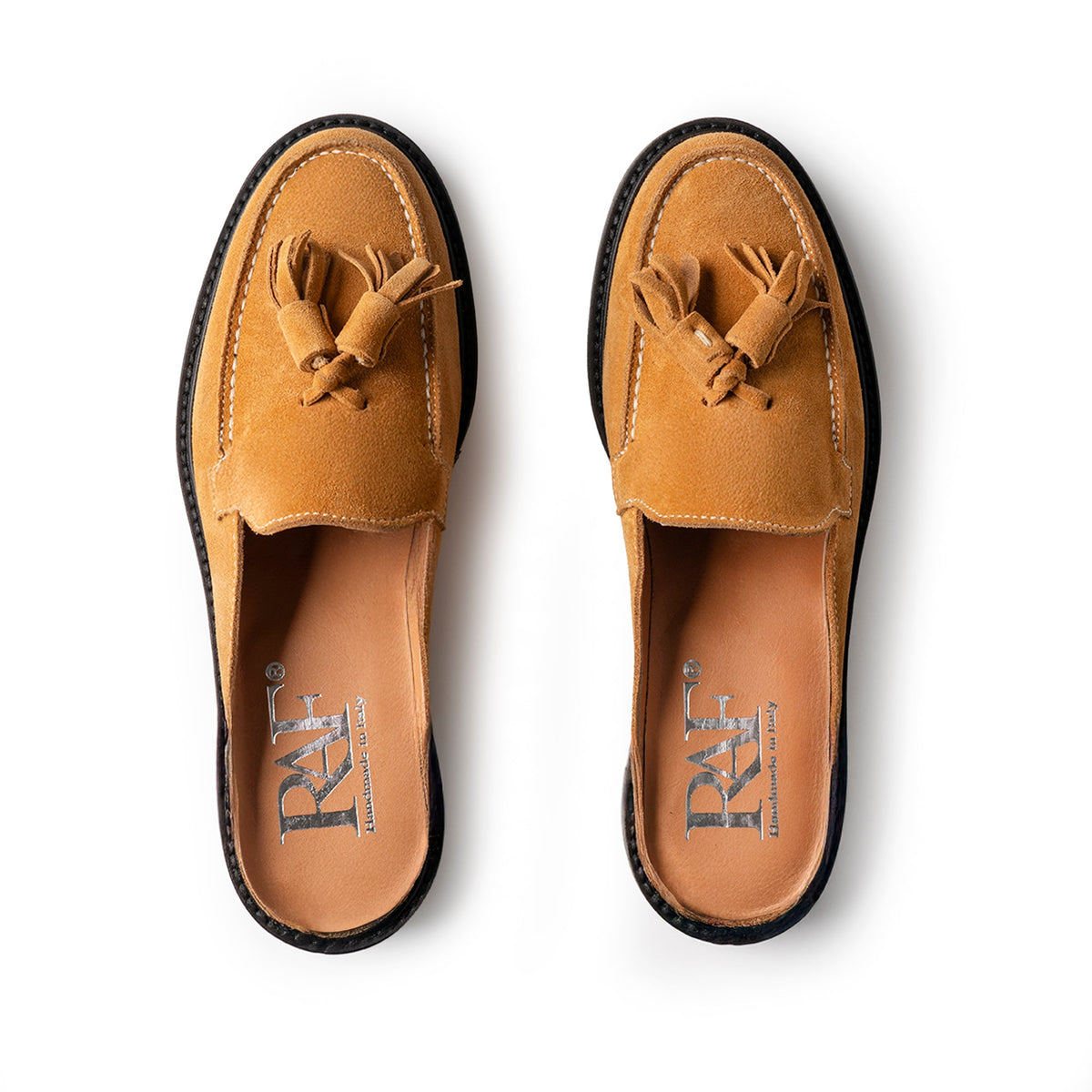 Mules mocassins à pampilles en daim cognac - Femme