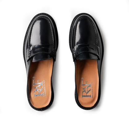 Mules mocassins à bride en cuir noir - Femme